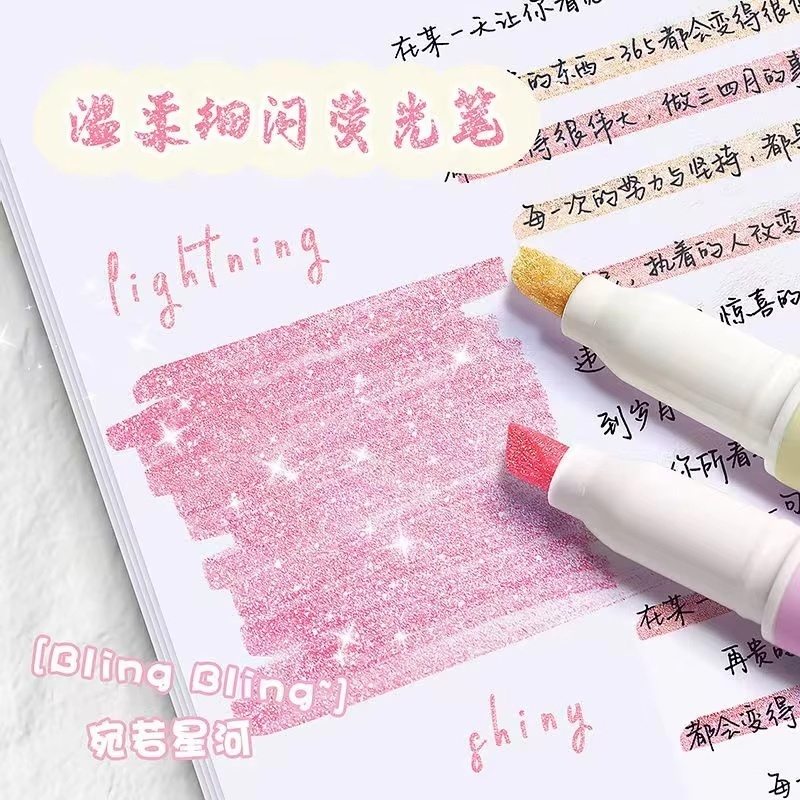 Highlighter Set Pastel - 4 szt./pudełko Kawaii Brokatowy Zakreślacz Cienkopisak