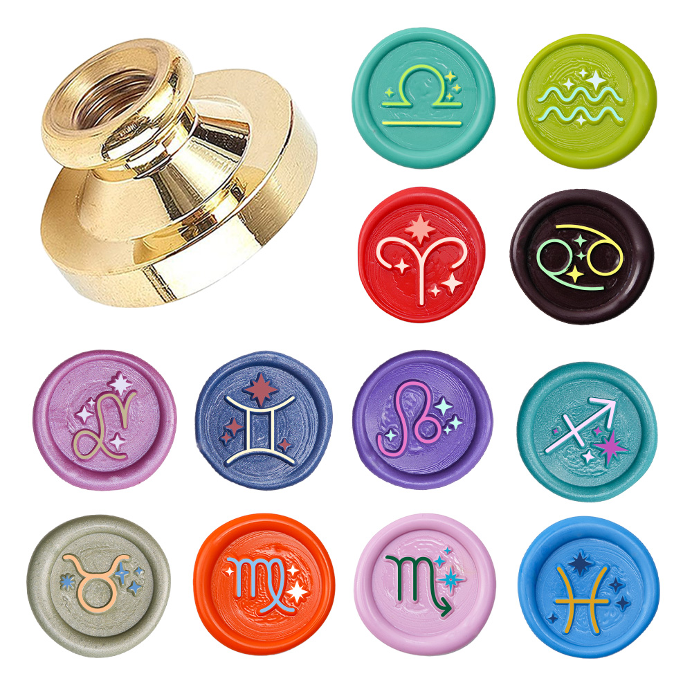 Wax Seal Stamp Kit - Stempel do lakowania z znakami zodiaku,