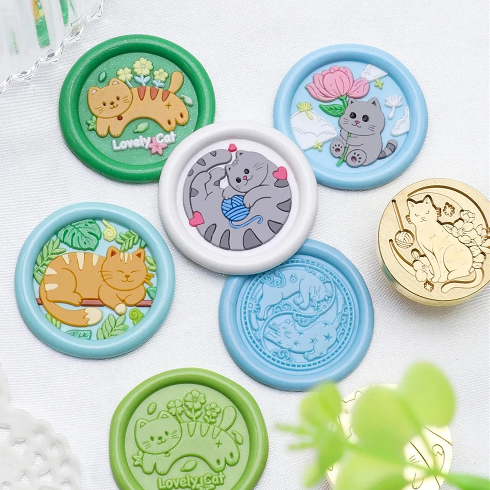 Wax Seal Stamp Kit - Pieczęć woskowa z motywem kota, seria