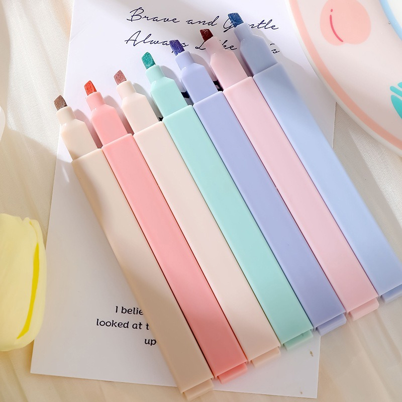 Highlighter Set Pastel - 6 sztuk/zestaw pastelowy rozświetlacz Kawaii biurowe