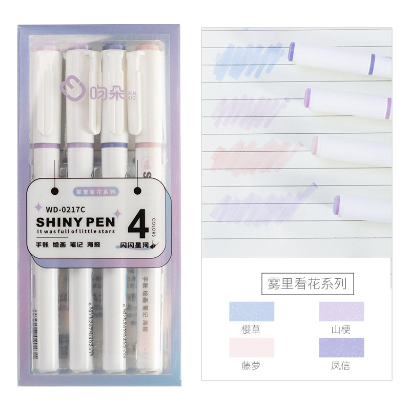 4 szt./pudełko Kawaii Brokatow – Highlighter Set Pastel recenzja i cena